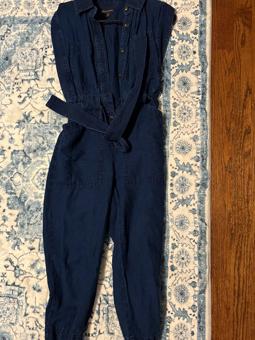 Banana Republic Dark Navy Utility Denim Jumpsuit